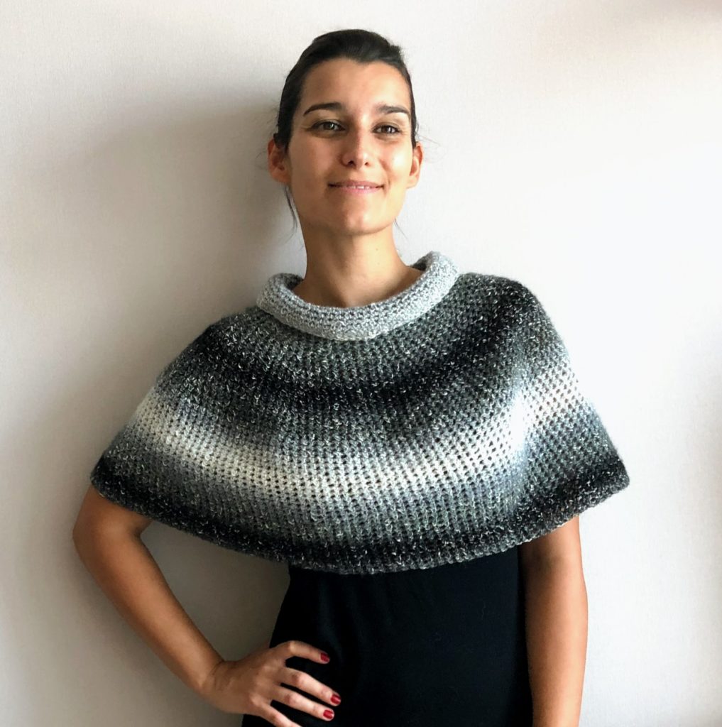 The Crochet Silver Lining Capelet seen from the front
