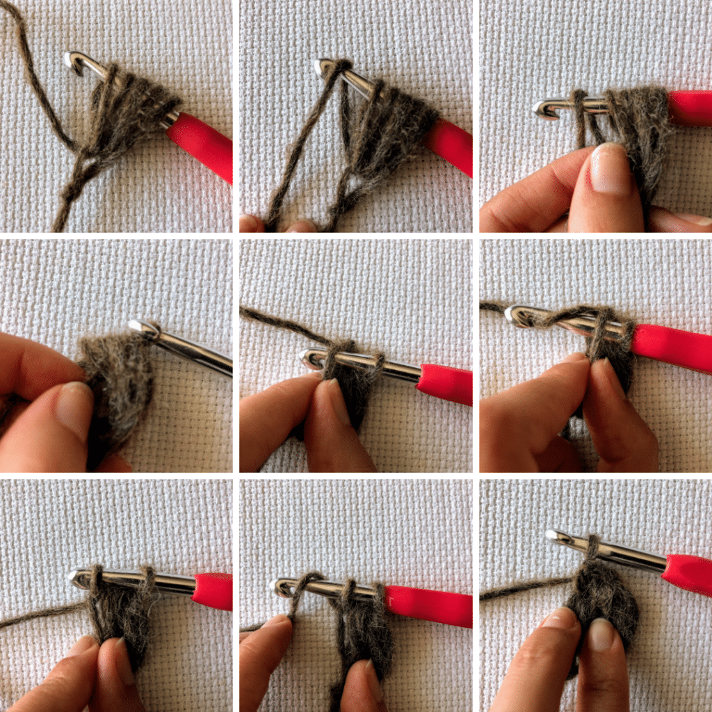Step 2 on how to make puff stitch