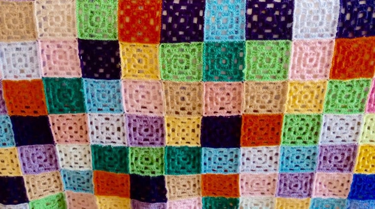 Detail from the Granny Square quilt made by Susana from Fluffy Stitches