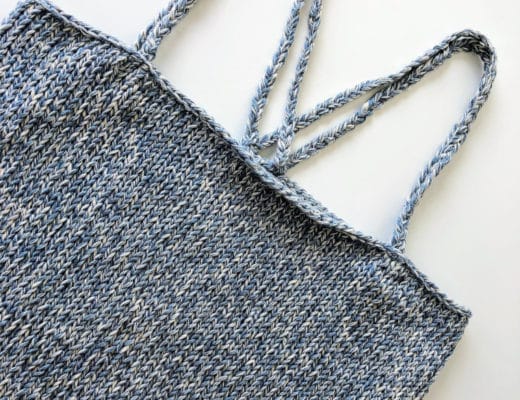Cover image of the Knit Upcycled Denim Top designed by Susana from Fluffy Stitches