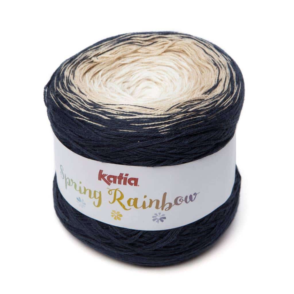 Image of Katia Spring Rainbow yarn cake with its color changes