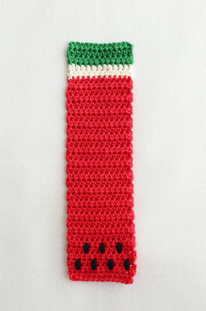 The Watermelon Bookmark from the Crochet Tropical Bookmark Set