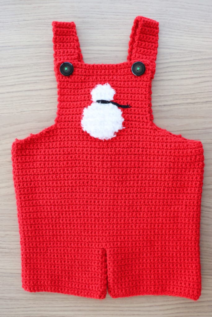The Crochet Christmas Baby Overalls completed