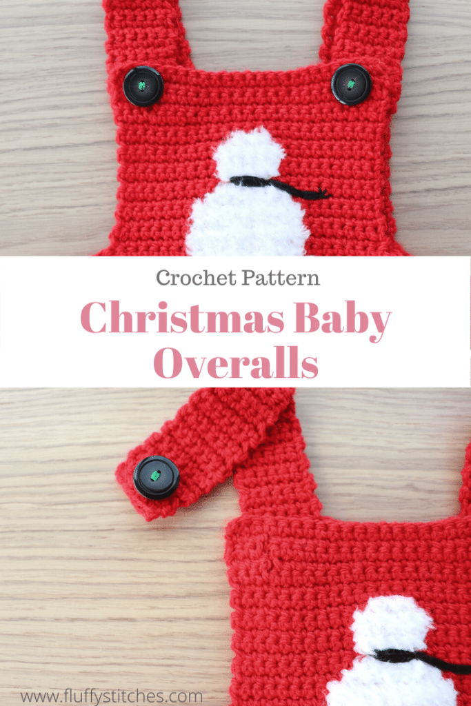 Learn how to make the crochet Christmas Baby Overalls