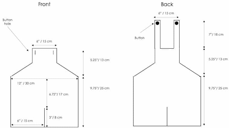 The schematic and measurements for the Christmas Baby Overalls