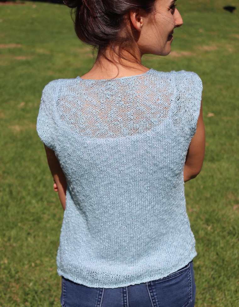 The Knit Blue Sky Tee seen from the back