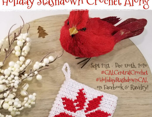 2020 Holiday Stashdown #Crochet Along with CAL Central via Underground Crafter - Join us for the sixth annual #HolidayStashdownCAL including 26 free crochet patterns by top designers for winter holiday gifts, decorations, and wrap that you can make from your #yarn stash. Chat with us in our Facebook and Ravelry groups. Enter to win one of 13 great prizes! #undergroundcrafter #calcentralcrochet #holidaycrochet #crochetgiveaway